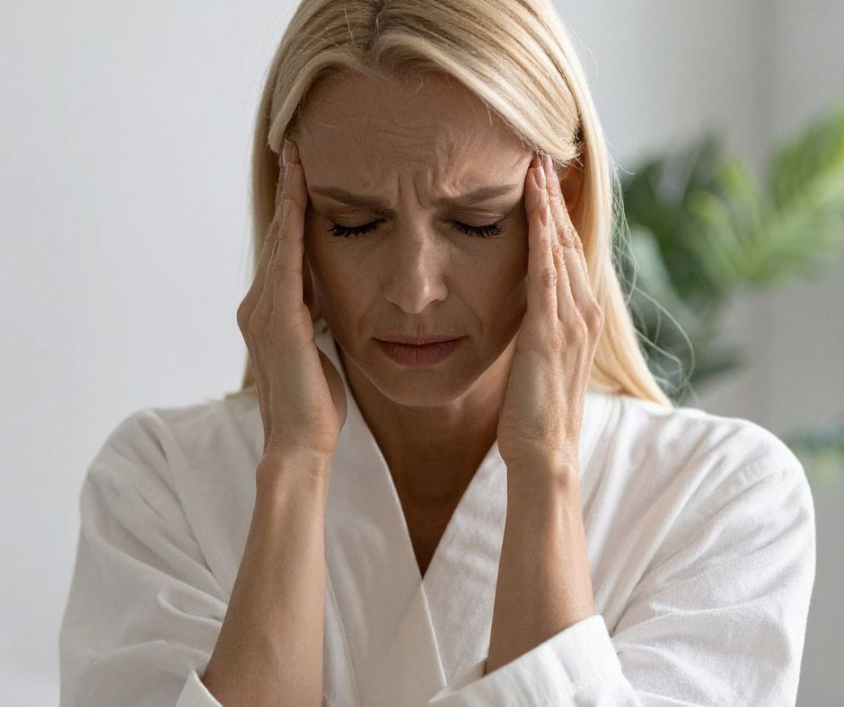 Adult experiencing migraine symptoms