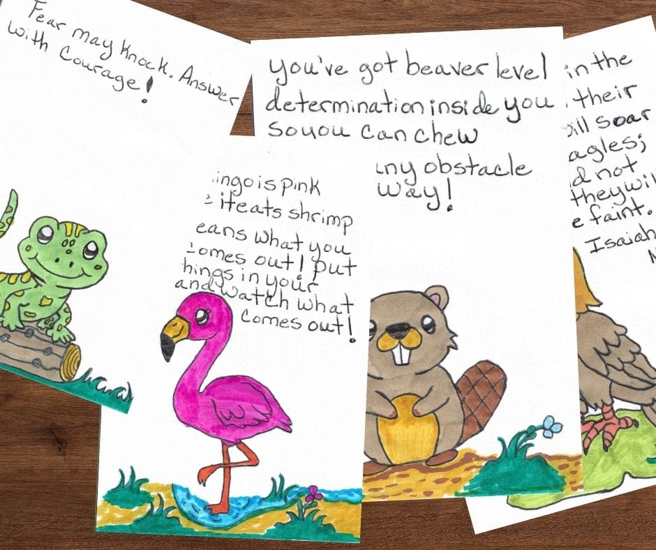 Hand-drawn notes of encouragement